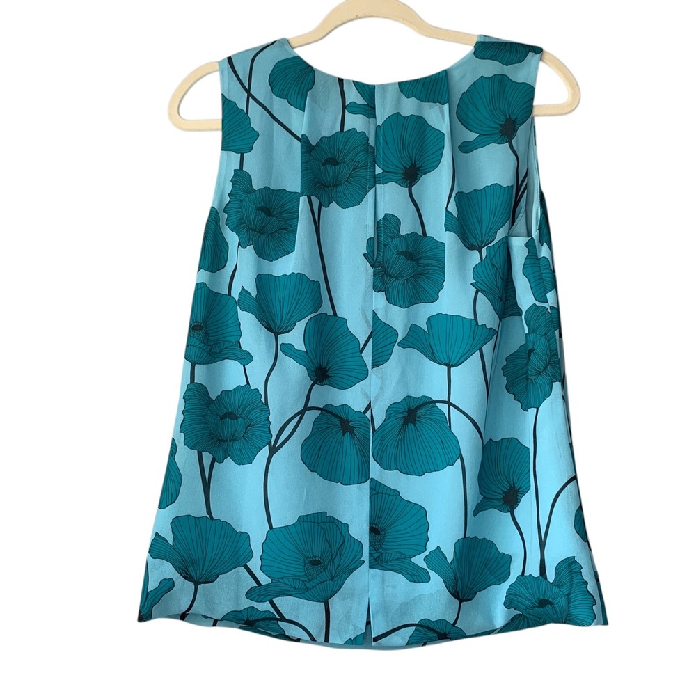 CAbi  #3268 Blue Poppy floral keyhole sleeveless tank top blouse. Size S‎ - Picture 2 of 8